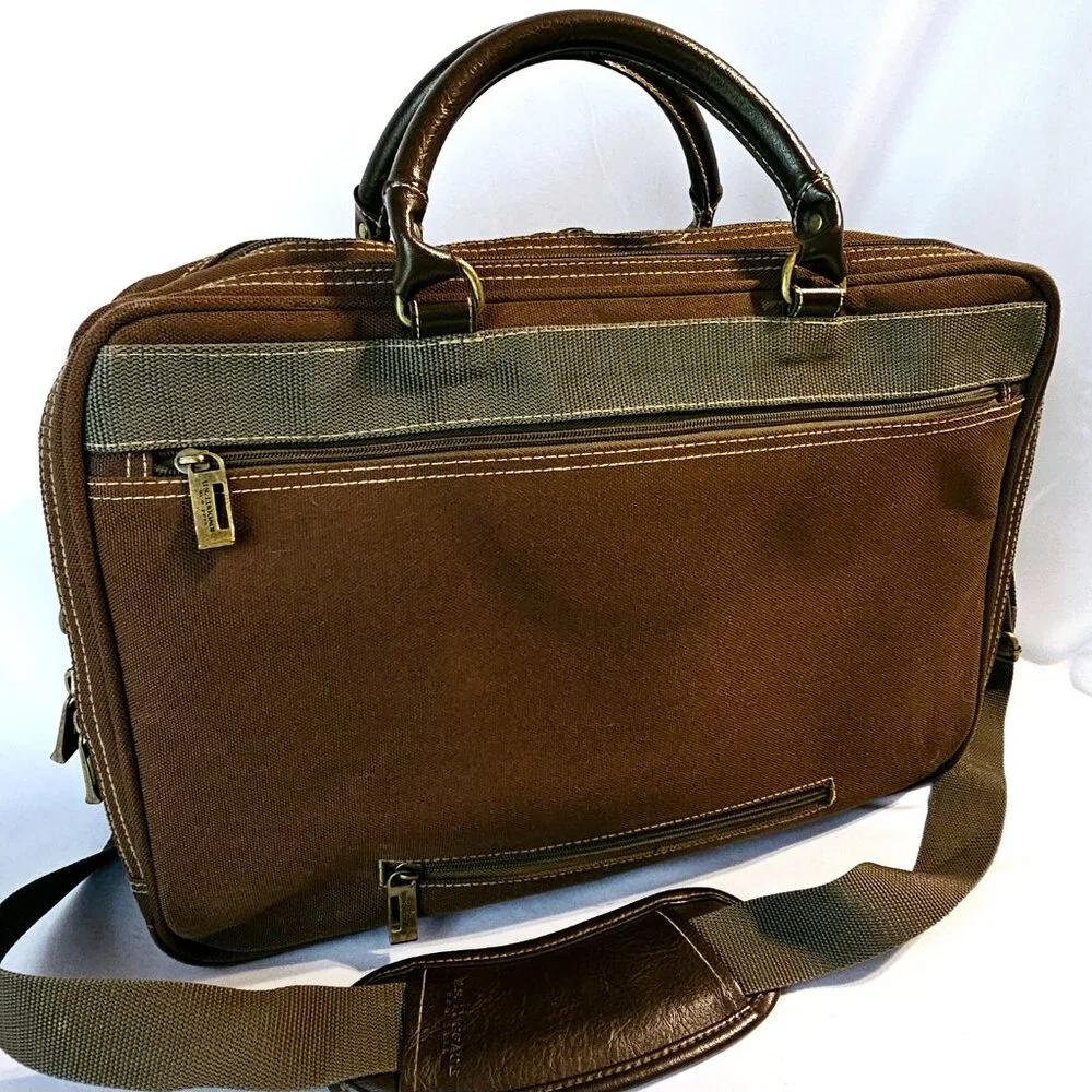 U.S. Luggage New York Messenger/Computer Bag – Dark Brown Canvas & Leather